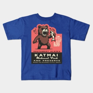 Katmai National Park Vintage Funny Bear Kids T-Shirt